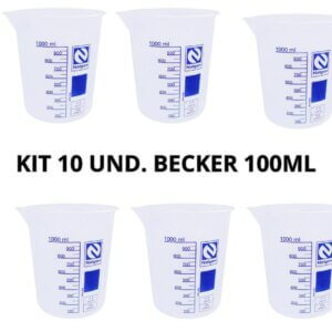 KIT 10 UND – COPO BECKER/BECHER EM PP FORMA BAIXA 100ML (DISPONIVEL NOS TAM. 50ML A 1000ML) – NALGON