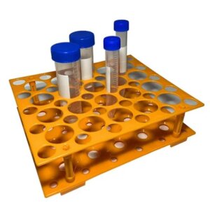 ESTANTE / RACK LARANJA PARA TUBOS TIPO FALCON 50ml OU 15ml EM POLIPROPILENO